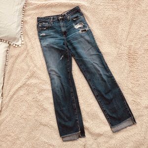 AG straight leg cropped medium wash jeans